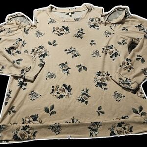 Belle Du Jour Floral Cold Shoulder Blouse - Pink